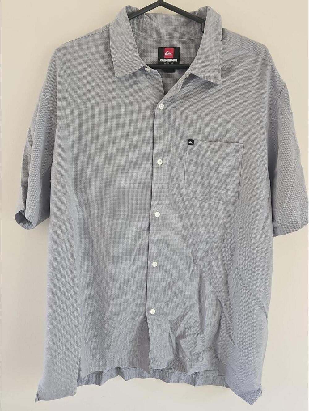 Quiksilver Men's Grey Full Button Short Sleeve Xl Shirt
